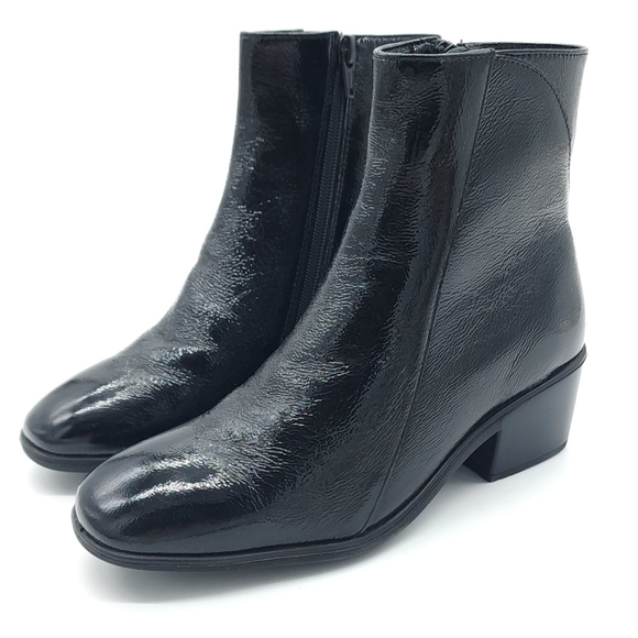 Naot Black Crinkle Patent Leather Zip Up Chelsea Bootie Women's Size 5 EU 36 - Picture 8 of 12
